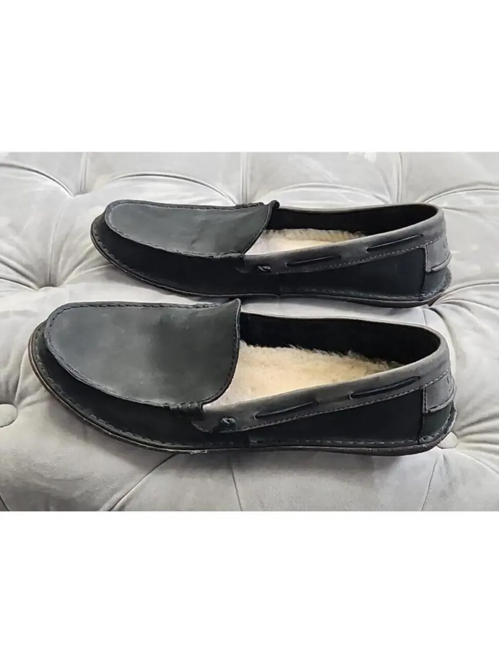 UGG Australia 1005715 Gray Suede Boat Shoes Loafers Mens Flats Slippers 10